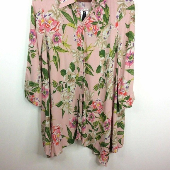 NEW Grace Elements Floral Button Down Shirt Blouse - Picture 2 of 6